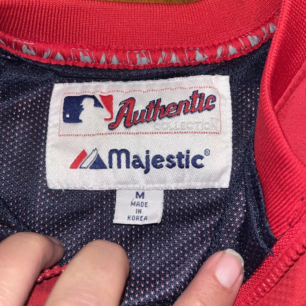 Majestic Authentic Boston Red Sox 1/4 Zip Pullover Dug Out Jacket Mens M Note - Picture 2 of 6